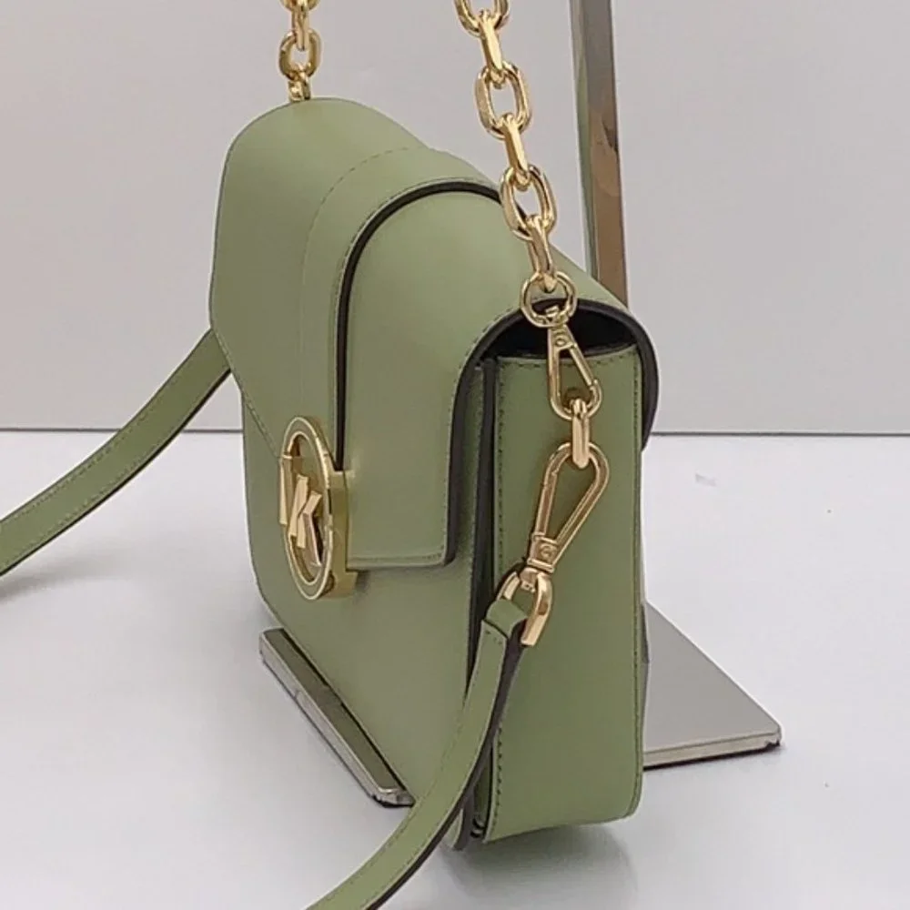 Michael Kors Carmen Medium Leather Convertible Shoulder Bag Crossbody Light Sage - Picture 15 of 16